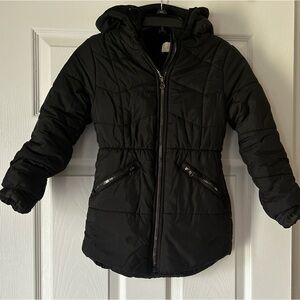 btween Youth Black Hooded Warm and Cozy Puffer Jacket w/Zipped Pockets ~ Size 7